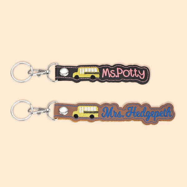 Llavero personalizado de cuero con el nombre bordado de un conductor de autobus Regalo para profesores Regalo de vuelta al cole para un conductor de a