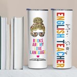 Spersonalizowany kubek ze stali nierdzewnej 20oz Książki są moim językiem miłości dla miłośnika książek Czytelnik Booktrowertyk Dzień Nauczyciela Prezent na Dzień Książki