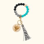 Bracelet personnalisé avec impression vache Porte-clés Highland Cow avec nom Bracelet en silicone avec perles pour femmes filles