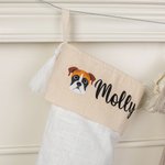 Bas de Noël avec Frange Motif Chien Chaussette Personnalisée avec Nom Cadeau de Noël pour Amoureux des Animaux de Compagnie