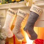 Bas de Noël avec Frange Motif Chien Chaussette Personnalisée avec Nom Cadeau de Noël pour Amoureux des Animaux de Compagnie