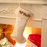 Bas de Noël avec Frange Motif Chien Chaussette Personnalisée avec Nom Cadeau de Noël pour Amoureux des Animaux de Compagnie