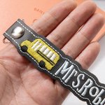 Llavero personalizado de cuero con el nombre bordado de un conductor de autobus Regalo para profesores Regalo de vuelta al cole para un conductor de a