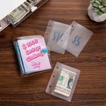 Personalised Mini Money Saving Challenge Binder with 15 Transparent Envelop Pages Cash ID Card Stuffing Gift for Family Friends