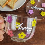 Tasses à Café en Verre Personnalisées avec Nom Décoration de Bureau Cadeau d'Anniversaire Noël pour Amie