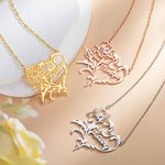 Personalized Birth Flower Heart Necklace with Name Floral Jewellery Mother's Day Valentine Anniversary Bridesmaid Gift