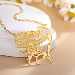 Personalized Birth Flower Heart Necklace with Name Floral Jewellery Mother's Day Valentine Anniversary Bridesmaid Gift