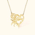 Personalized Birth Flower Heart Necklace with Name Floral Jewellery Mother's Day Valentine Anniversary Bridesmaid Gift