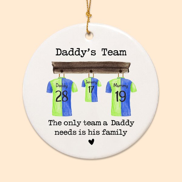Camiseta de fútbol de la familia de papá personalizada Adorno del árbol de Navidad Día del Padre Regalo de Navidad para el padre Abuelo Esposo