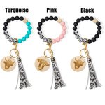 Bracelet personnalisé avec impression vache Porte-clés Highland Cow avec nom Bracelet en silicone avec perles pour femmes filles