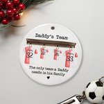 Gepersonaliseerd Papa's Team Voetbal Familieshirt Kerstboom Ornament Vaderdag Kerstcadeau voor Vader Opa Echtgenoot
