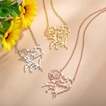 Personalized Birth Flower Heart Necklace with Name Floral Jewellery Mother's Day Valentine Anniversary Bridesmaid Gift