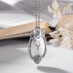 Personalised Engraved Religion Verse or Initial Necklace with Freshwater Pearl Charm Vintage Floral Spoon Jewellery for Women