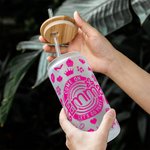 Personalized 20oz Hot Pink Fashion Girl Glass Tumbler with Lid and Straw Birthday Christmas Gift for Kid or Wedding Gift for Bachelorette Party