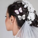 Personalised Silk Butterfly Brooch Pin with Words Photo and Crystal Memorial Graduation Wedding Gift for Bride Graduate