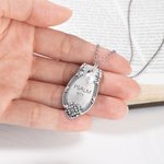 Personalised Engraved Religion Verse or Initial Necklace with Freshwater Pearl Charm Vintage Floral Spoon Jewellery for Women