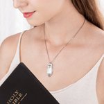 Personalised Engraved Religion Verse or Initial Necklace with Freshwater Pearl Charm Vintage Floral Spoon Jewellery for Women