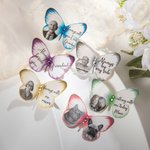 Personalised Silk Butterfly Brooch Pin with Words Photo and Crystal Memorial Graduation Wedding Gift for Bride Graduate