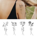 Tatouage Personnalisé avec Fleur de Naissance et 2 Prénoms Autocollant de Tatouage pour Famille Couple Meilleure Amie