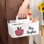 Organizzatore da scrivania personalizzato con design a mela, portamatite con scomparto e nome Regalo di apprezzamento per l'insegnante per il ritorno 