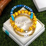 Ensemble de Bracelets et Boucles d'Oreilles Personnalisé avec Nom et Numéro Accessoires en Perles Cadeau d'Anniversaire pour Amoureux du Sport