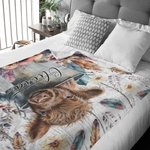 Manta Boho Floral Highland Vaca Personalizada con Nombre Manta Bebé Regalo para Bebé Niño Mujer Amante de las Vacas