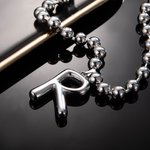 Personalized Unisex Oversized Bubble Initial Ball Chain Necklace Father's Day Birthday Gift for Hip-Hop Lover
