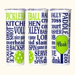 Bicchiere verde brillante personalizzato con cannuccia per Pickleball 20 oz Skinny Tumbler con bottiglia d'acqua con citazione del gioco Pickle Ball R