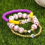Ensemble de Bracelets et Boucles d'Oreilles Personnalisé avec Nom et Numéro Accessoires en Perles Cadeau d'Anniversaire pour Amoureux du Sport