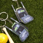 Personalized Softball Backpack Acrylic Keychain with Name and Mini Wooden Bat Birthday Gift for Ball Sports Lover