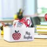 Organizzatore da scrivania personalizzato con design a mela, portamatite con scomparto e nome Regalo di apprezzamento per l'insegnante per il ritorno 