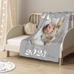 Personalized Soft Flannel or Sherpa Blanket with Baby Information and Photo Baby Shower Gift for Newborn Birth Stats Gift