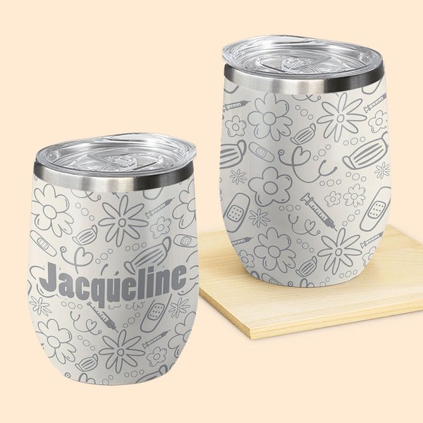 Vaso de Vino Personalizado de Acero Inoxidable de 12oz de Doble Pared Aislado al Vacío con Nombre Regalo de Graduación de Enfermera Regalo de la Seman
