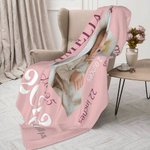 Personalized Soft Flannel or Sherpa Blanket with Baby Information and Photo Baby Shower Gift for Newborn Birth Stats Gift