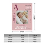 Personalized Soft Flannel or Sherpa Blanket with Baby Information and Photo Baby Shower Gift for Newborn Birth Stats Gift
