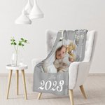 Personalized Soft Flannel or Sherpa Blanket with Baby Information and Photo Baby Shower Gift for Newborn Birth Stats Gift