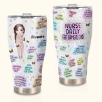 Personalisierte Krankenschwester tägliche Affirmationen gebogene Becher mit Namen Geschenk für Arbeit Büro Camping Krankenschwester Woche Graduierung 