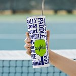 Bicchiere verde brillante personalizzato con cannuccia per Pickleball 20 oz Skinny Tumbler con bottiglia d'acqua con citazione del gioco Pickle Ball R