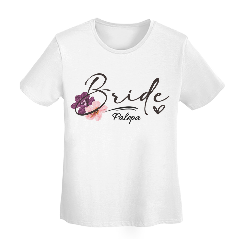 Personalisierte Hawaii Style T-Shirt mit Braut Brautjungfer Name Bachelorette Party Hochzeit Geschenk