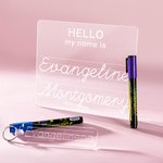 Porte-clés pour le sac à dos d'entraînement au prénom personnalisé Étiquette de bagage Tableau d'écriture à effacement à sec Traçage des lettres Accessoire d'apprentissage Cadeau de rentrée pour les e