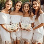 Personalised Minimalist Style Wedding Bridesmaid Tassel Clutch Bohemian Envelope Clutch Handbag Wedding Party Bridal Shower Gift for Bridesmaid