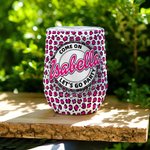 Personalized Let's Go Party Retro Dolly Font 12oz Insulated Wine Tumbler Pink Leopard Cup Wedding Bridal Bachelorette Party Christmas Gift
