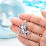 Personlig Lucky Fantasy Unicorn halskjede med barnas navn for 1-9 år gamle jenter Bursdag Jul Tilbake til skolegave