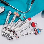 Penna da infermiera scintillante personalizzata Penna a sfera a pressione nera con nome Regalo per personale medico infermieristico