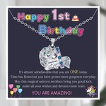 Personlig Lucky Fantasy Unicorn halskjede med barnas navn for 1-9 år gamle jenter Bursdag Jul Tilbake til skolegave