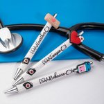 Penna da infermiera scintillante personalizzata Penna a sfera a pressione nera con nome Regalo per personale medico infermieristico