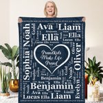Gepersonaliseerde 1-16 Kleinkind Namen Deken Super Zacht Flanel Kleinkinderen Maken Leven Grootouder Kerstmis Thanksgiving Day Cadeau voor Grootouder