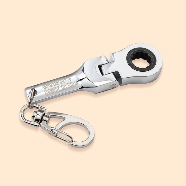 Personalised 10mm Ratchet Spanner Keychain Portable Key Ring with Engraving Flex Head Mini Hardware Tool Mechanic DIY Workshop Accessory