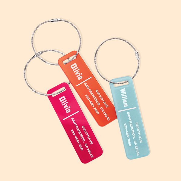 Personalisierte Multicolor Acryl Gepäckanhänger mit Identifizierung Nachricht Reise zurück zu Schule Geschenk für Familie Freund