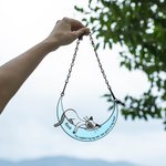 Gepersonaliseerde acryl kat op de maan ramen Hangt huisdier benodigdheden Suncatcher met zuignap Gift voor liefhebbers van huisdieren